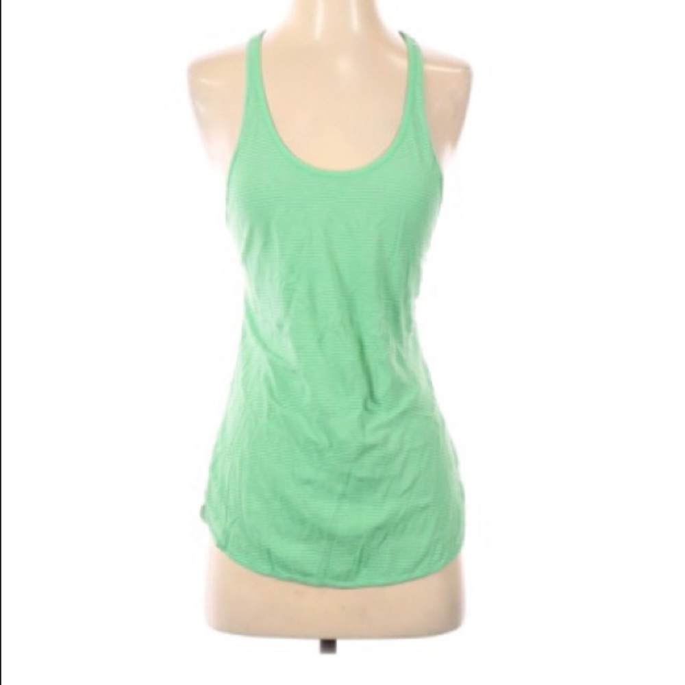 Lulu lemon athletic long tank in bright green stripe